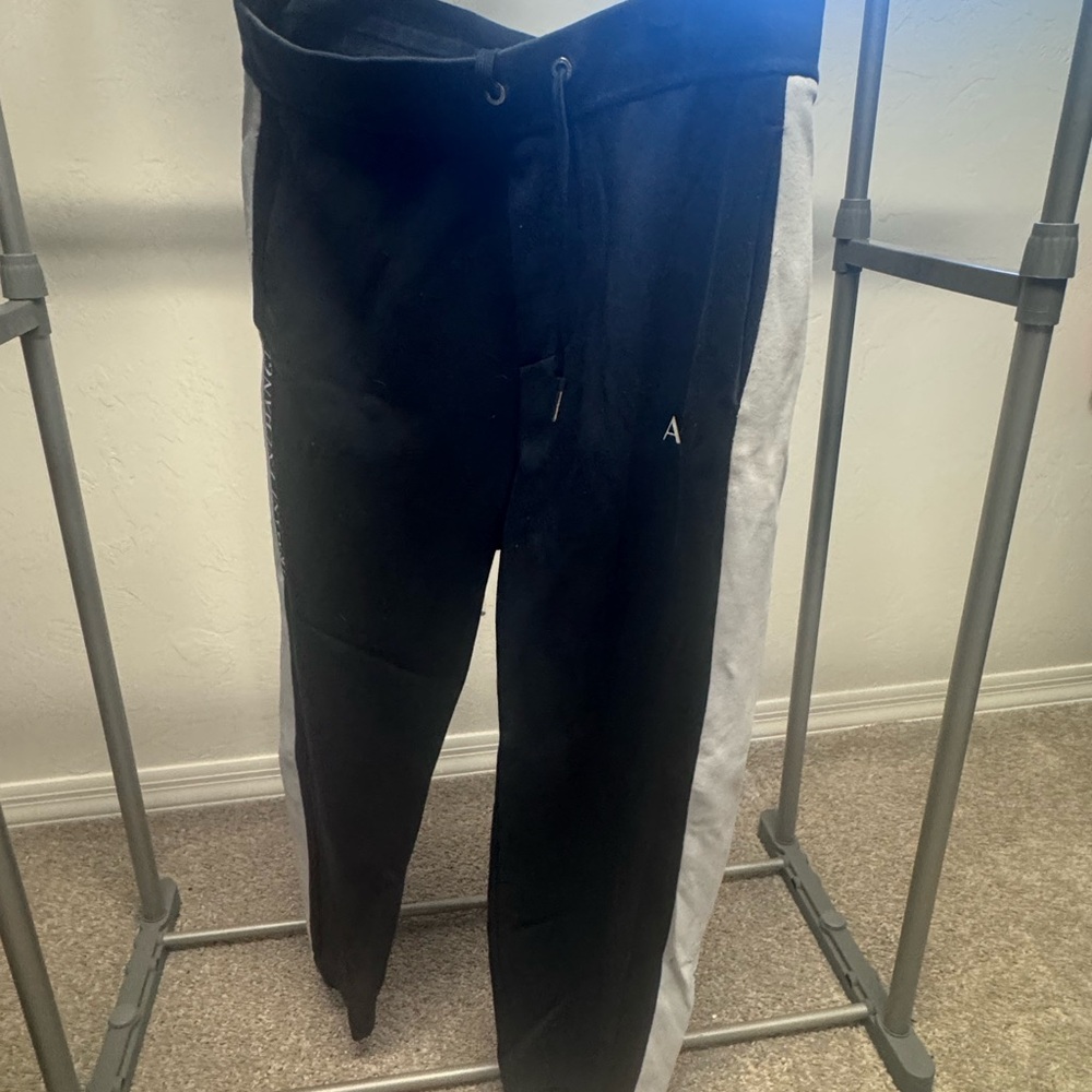 Armani Exchange Navy Blue and White Joggers